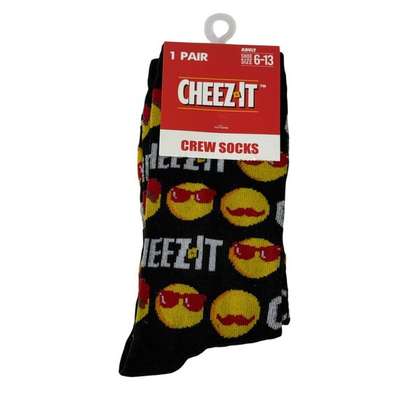 Snack Cracker Theme Socks Mens 6–13 Black Red Yellow Novelty Food Crew NWT - Picture 1 of 4